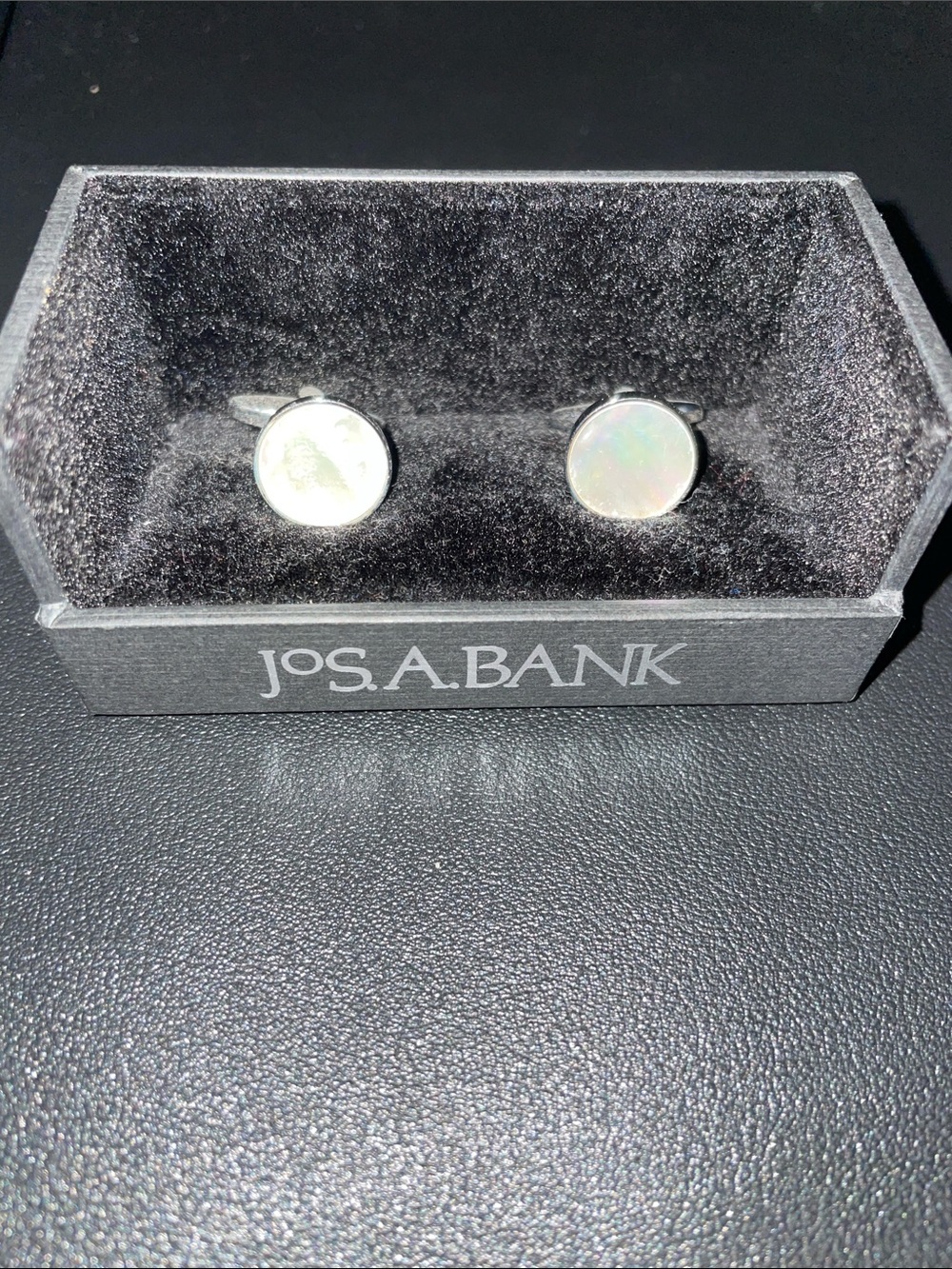 Jos. A. Bank Silver-Tone Cufflinks with Iridescent Mother-of-Pearl
